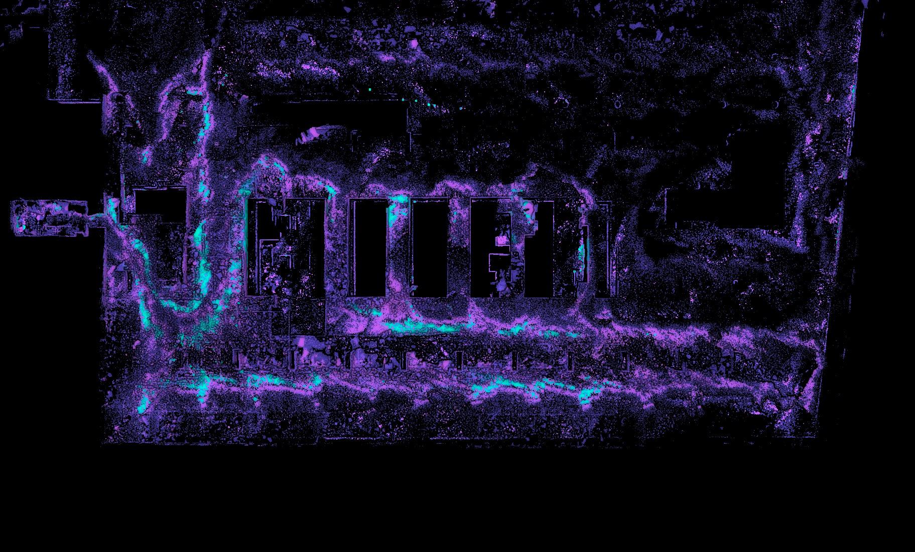 Thermal pattern on floor indicating leak