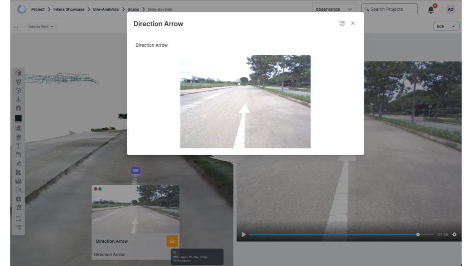 Precise road markings captured during a digital scan.